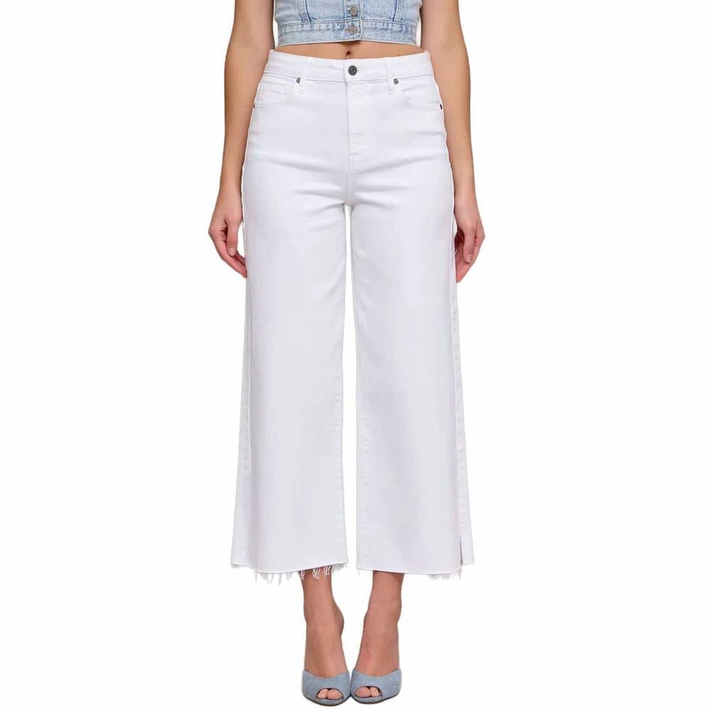 NEW HIDDEN nori high rise cropped wide leg jean in white